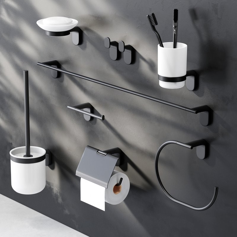 Держатель для туалетной бумаги AM.PM X-Joy A84341422 с крышкой, черный