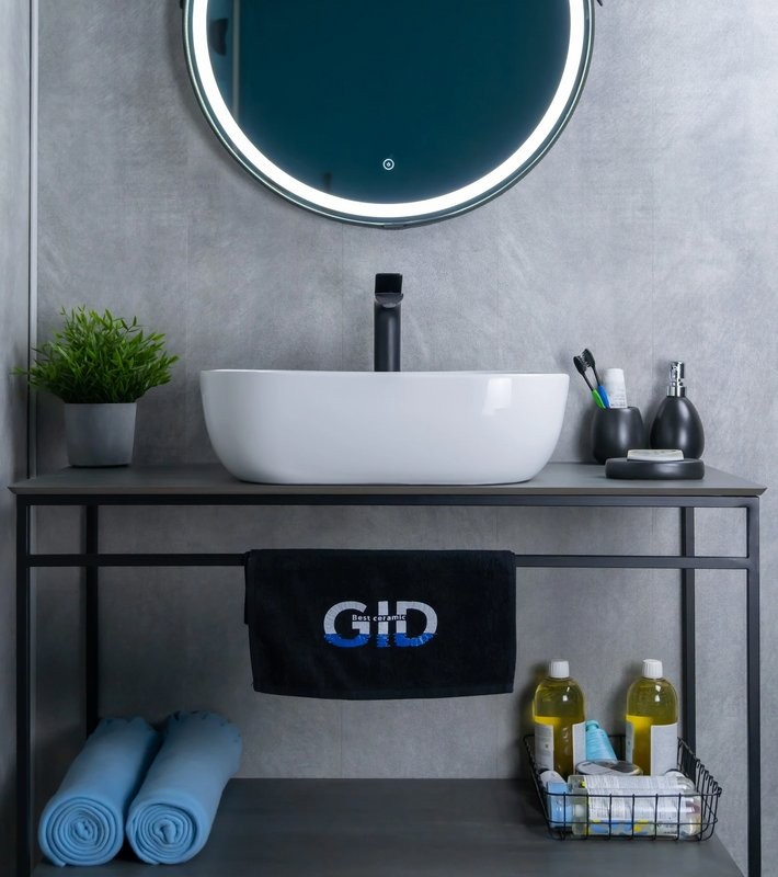 Накладная раковина GID Geometrico D1302 50 глянцевая белая, прямоугольная, фаянс