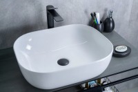 Накладная раковина GID Geometrico D1302 50 глянцевая белая, прямоугольная, фаянс