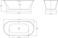 Акриловая ванна BelBagno BB402-1700-790 без опоры 170x80 см, отдельностоящая, белая, овальная, со сливом-переливом