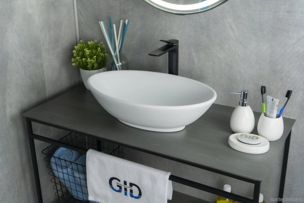 Накладная раковина GID Lago Wm9021 52 матовая белая, овальная, фаянс