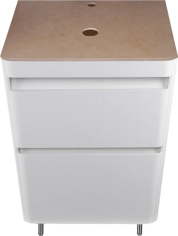 Тумба под раковину со столешницей Style Line Атлантика 60 Люкс Plus, напольная, антискрейч, матовая белая, столешница бежевая светлая