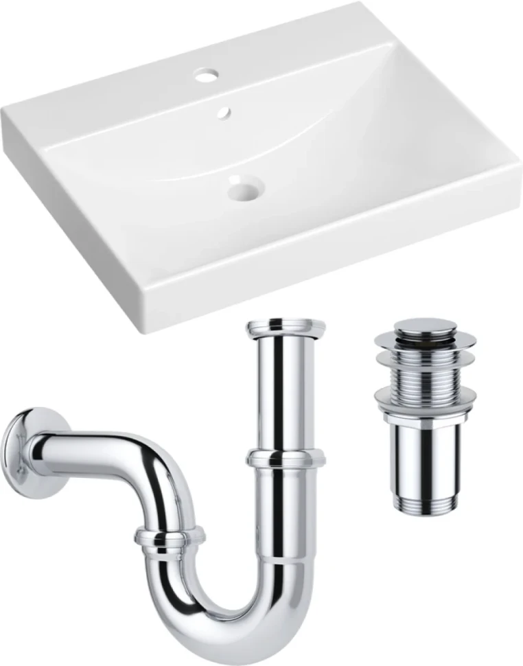 Комплект Раковина Lavinia Boho Bathroom Sink 33311012 + Донный клапан Wellsee Drainage System 182134000 хром + Сифон 182102000 хром