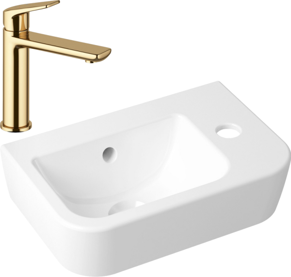 Комплект Раковина маленькая Lavinia Boho One 33310001R + Смеситель Wellsee ICON! for life 182303000 золото