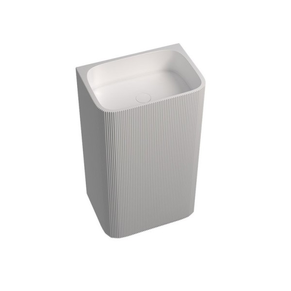 Раковина напольная Abber Stein AS2505-H 50 матовая белая, прямоугольная, моноблок, искусственный камень