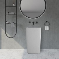 Раковина напольная Abber Stein AS2505-H 50 матовая белая, прямоугольная, моноблок, искусственный камень