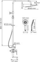 Душевая стойка Wasserkraft Aller A166.116.101.010.CH хром