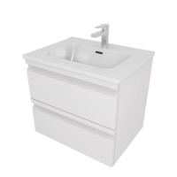 Тумба с раковиной AQUATEK Вега 60 подвесная, 2 ящика, матовая белая