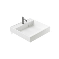 Раковина над стиральной машиной Ceramicanova Quattro 60 глянцевая белая, квадратная, искусственный камень, с комплектом кронштейнов