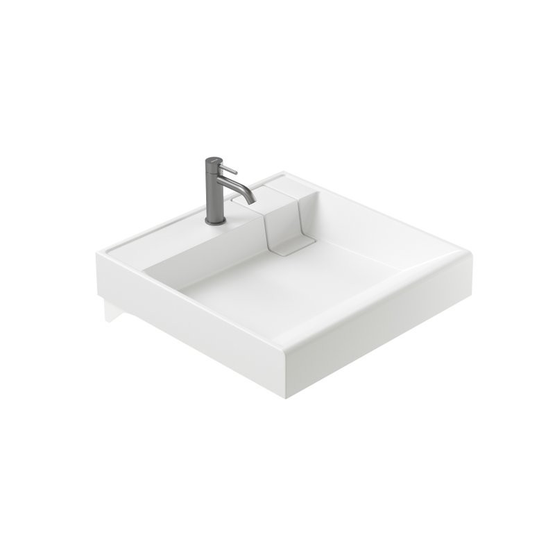 Раковина над стиральной машиной Ceramicanova Quattro 60 глянцевая белая, квадратная, искусственный камень, с комплектом кронштейнов