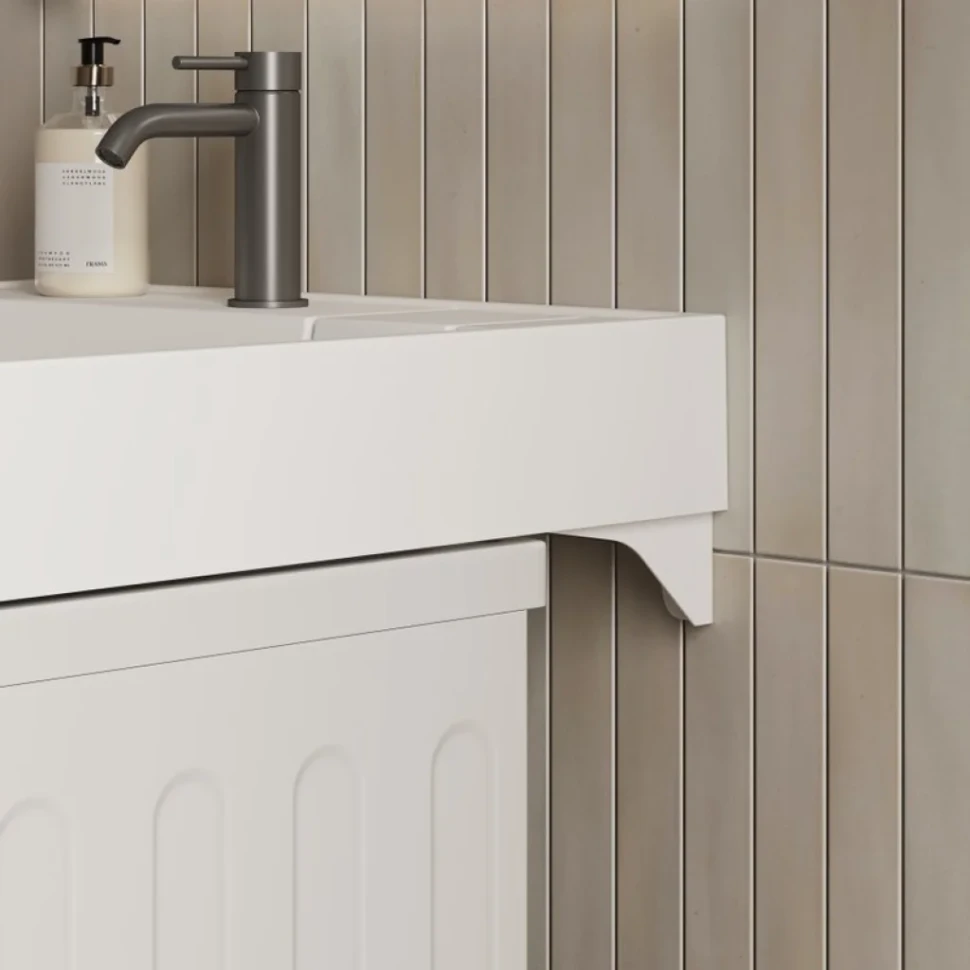 Раковина над стиральной машиной Ceramicanova Quattro 60 глянцевая белая, квадратная, искусственный камень, с комплектом кронштейнов