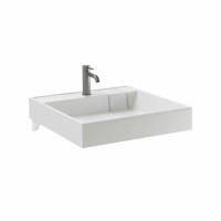 Раковина над стиральной машиной Ceramicanova Quattro 60 глянцевая белая, квадратная, искусственный камень, с комплектом кронштейнов