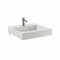 Раковина над стиральной машиной Ceramicanova Quattro 60 глянцевая белая, квадратная, искусственный камень, с комплектом кронштейнов