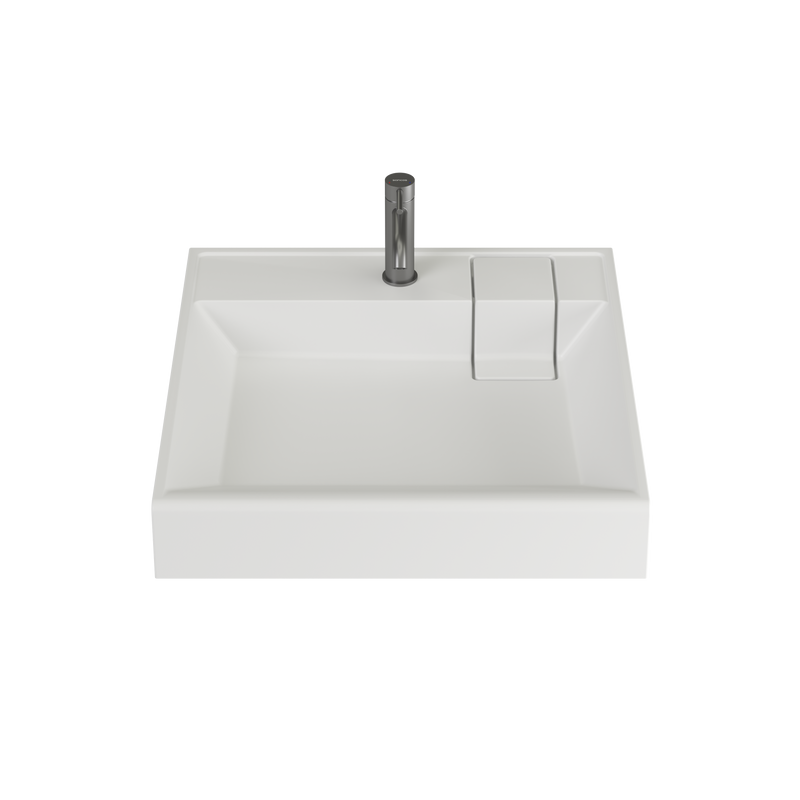 Раковина над стиральной машиной Ceramicanova Quattro 60 глянцевая белая, квадратная, искусственный камень, с комплектом кронштейнов