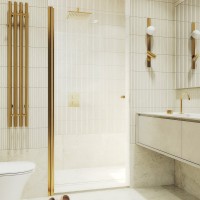 Душевая дверь в нишу Maybahglass MGD-809-3 90 см, профиль золото, стекло прозрачное