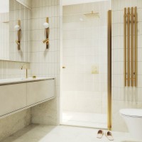 Душевая дверь в нишу Maybahglass MGD-809-3 90 см, профиль золото, стекло прозрачное