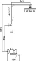 Душевая стойка Rose R1556H черная