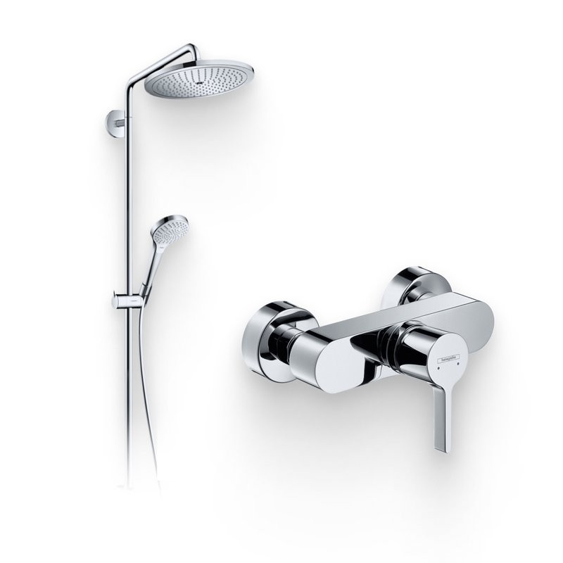 Душевой комплект Смеситель для душа Hansgrohe Metris S 31660000 + Стойка Croma Select S 26793000 хром