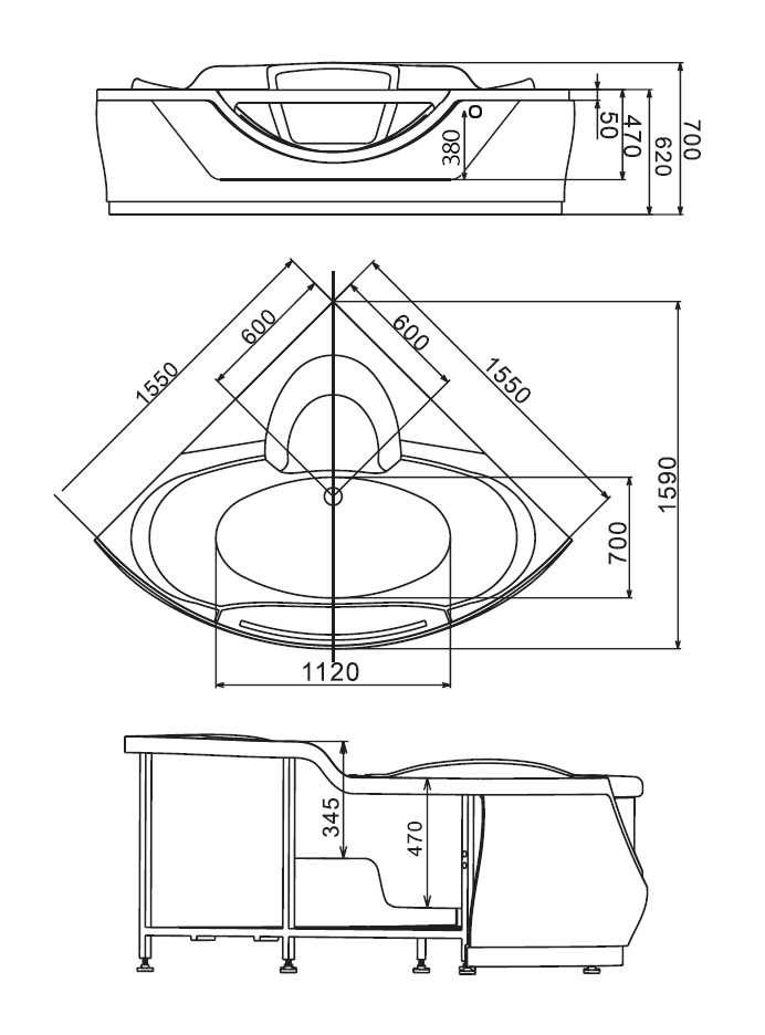 Акриловая ванна Gemy G9025 II K