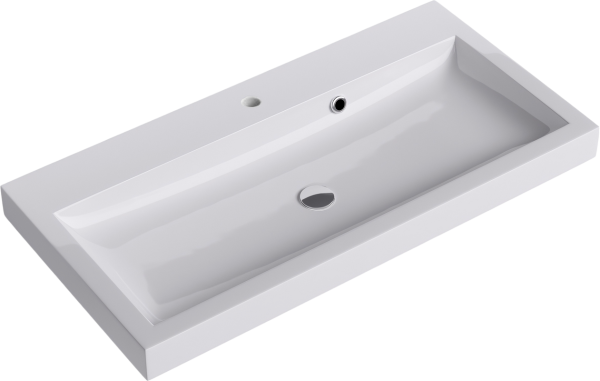 Мебельная раковина Aqwella 5 stars Инфинити 80 накладная, белая, прямоугольная, искусственный мрамор