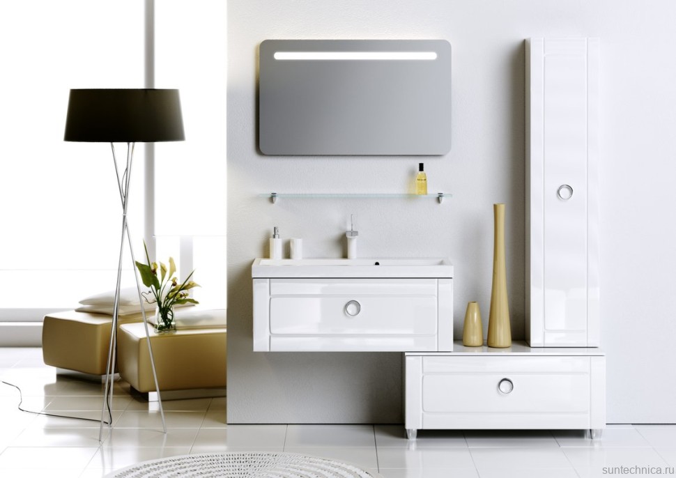 Мебельная раковина Aqwella 5 stars Инфинити 80 накладная, белая, прямоугольная, искусственный мрамор