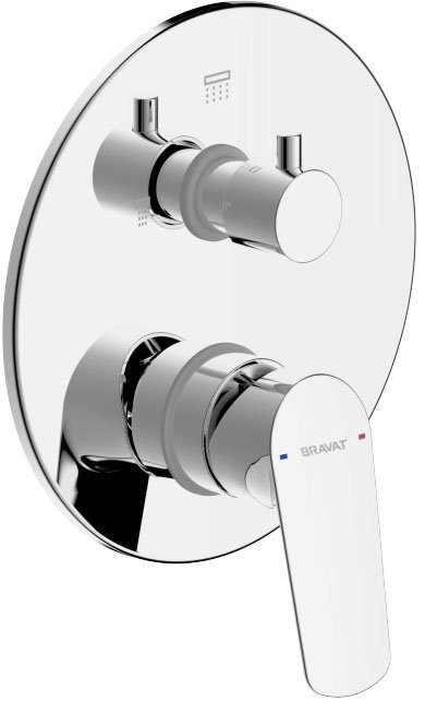 Встраиваемый смеситель для душа и ванны Bravat Rhein PB8429564CP-2-ENG С ВНУТРЕННЕЙ ЧАСТЬЮ