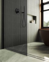 Душевая перегородка Maybahglass MGD-681-6ш 109 см, профиль черный, стекло графит