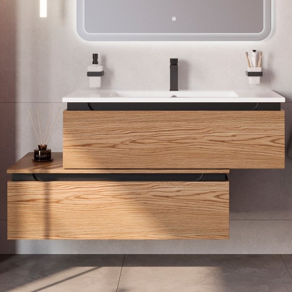 Тумба с раковиной Cezares Slider 100 подвесная, 2 ящика, дуб тангент