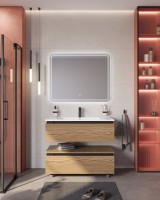 Тумба с раковиной Cezares Slider 100 подвесная, 2 ящика, дуб тангент