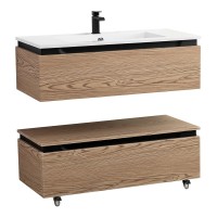 Тумба с раковиной Cezares Slider 100 подвесная, 2 ящика, дуб тангент