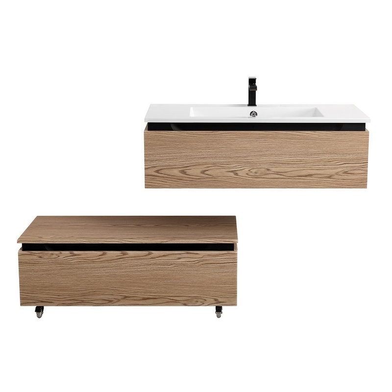 Тумба с раковиной Cezares Slider 100 подвесная, 2 ящика, дуб тангент