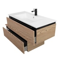Тумба с раковиной Cezares Slider 100 подвесная, 2 ящика, дуб тангент