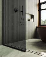 Душевая перегородка Maybahglass MGD-705-6у 69 см, профиль черный, стекло графит