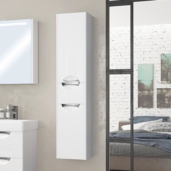 Шкаф пенал для ванной AQUATON Сильва R дуб полярный, с бельевой корзиной