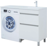 Тумба с раковиной Aquanet Вега 120 R напольная, под стиральную машину, белая глянцевая