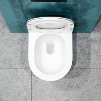 Комплект Унитаз подвесной EvaGold K505 безободковый, с микролифтом + Инсталляция AlcaPlast AM101/1120-4:1 RU M571-0001 кнопка смыва хром