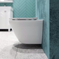 Комплект Унитаз подвесной EvaGold K505 безободковый, с микролифтом + Инсталляция AlcaPlast AM101/1120-4:1 RU M571-0001 кнопка смыва хром