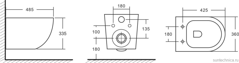Комплект Унитаз подвесной EvaGold K505 безободковый, с микролифтом + Инсталляция AlcaPlast AM101/1120-4:1 RU M571-0001 кнопка смыва хром