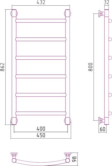 Полотенцесушитель водяной Сунержа Галант + 80x40