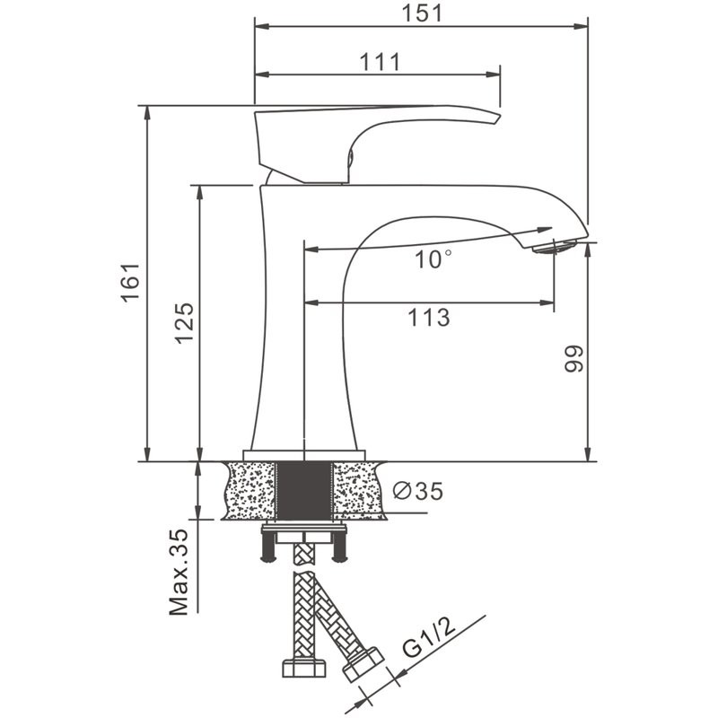 Смеситель для раковины BELZ B507 B10507-7 черный