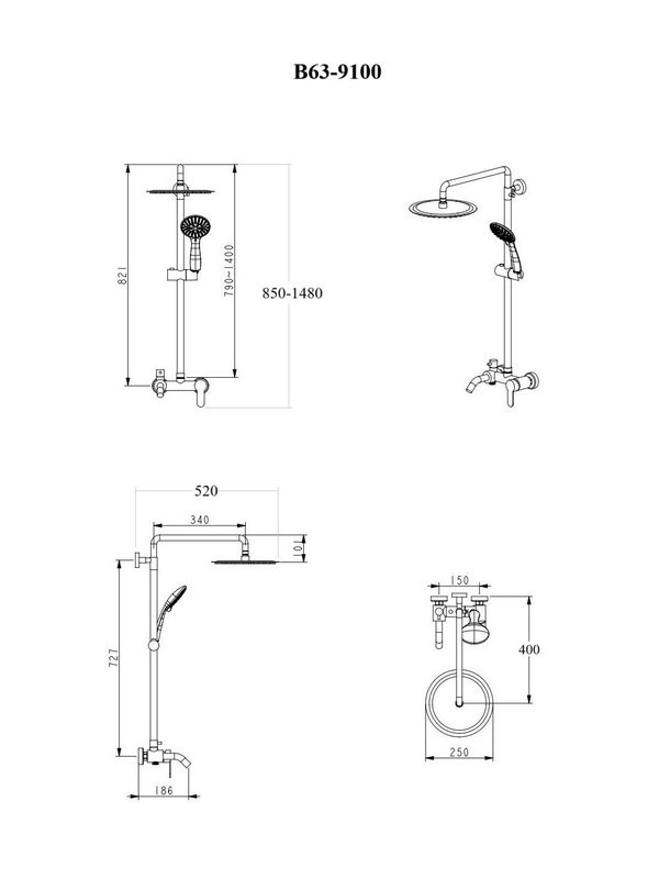 Душевая стойка BOND Smart B63-9100 хром