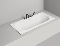 Ванна из искусственного камня Salini Ornella Axis Kit S-Stone 180x80 см, встраиваемая, матовая белая, на ножках, со сливом-переливом