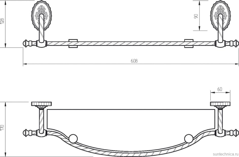 Полка Migliore Edera 16946 золото