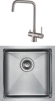 Комплект Мойка Paulmark Aller PM904444-BS брашированная нержавеющая сталь + Смеситель Wetter We213030-SS нержавеющая сталь
