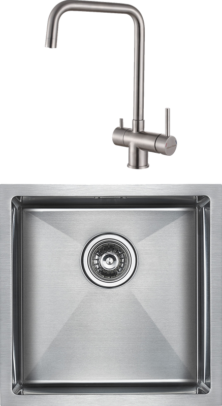 Комплект Мойка Paulmark Aller PM904444-BS брашированная нержавеющая сталь + Смеситель Wetter We213030-SS нержавеющая сталь
