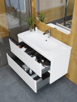 Тумба с раковиной Art&Max Sanremo 100 подвесная, 2 ящика, белая глянцевая