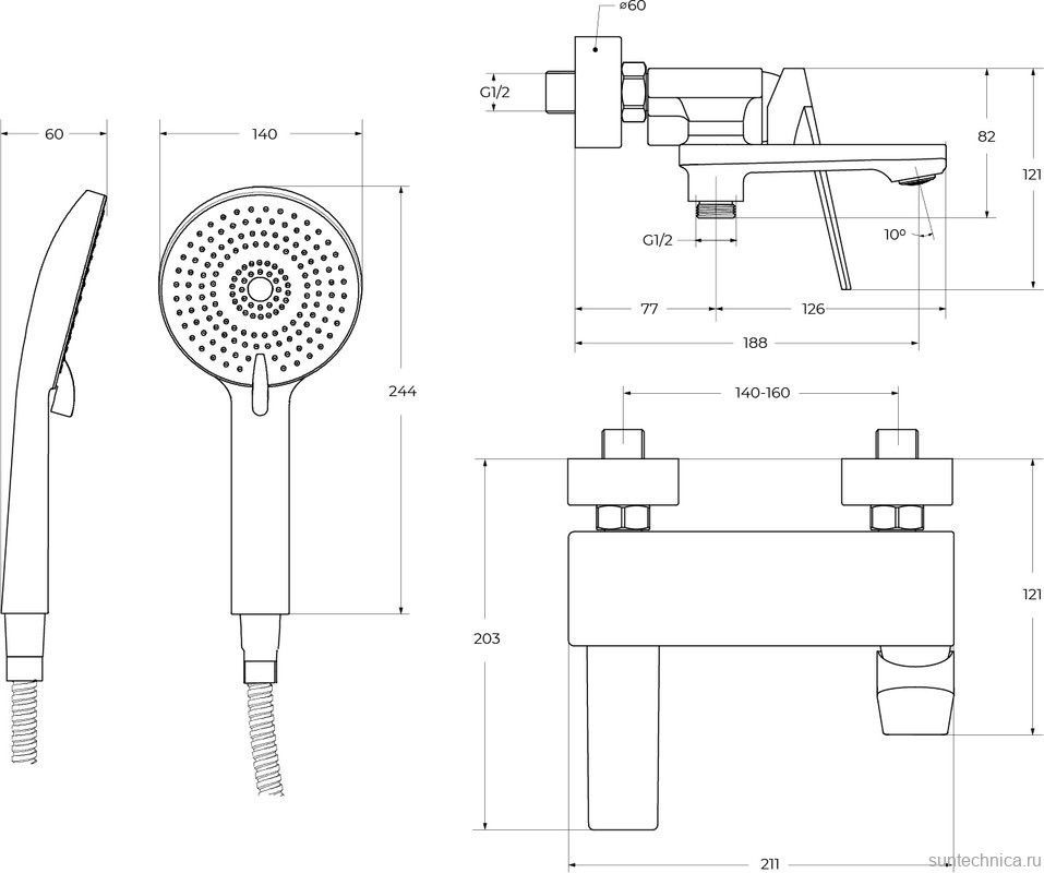 Комплект для ванной Cezares Comfort VD/LS-01 хром