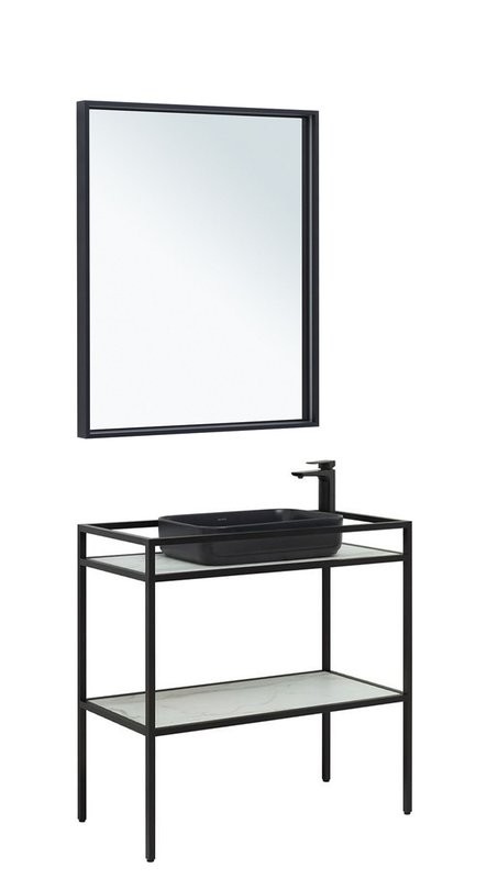 Мебель для ванной комнаты Allen Brau Liberty 90 напольная, черный браш, столешница мрамор