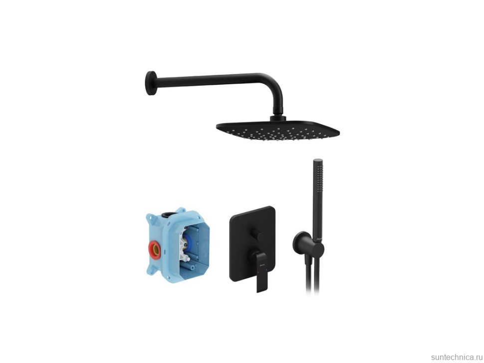 Душевой комплект Ravak Flat FL 090.21BL С ВНУТРЕННЕЙ ЧАСТЬЮ, матовый черный