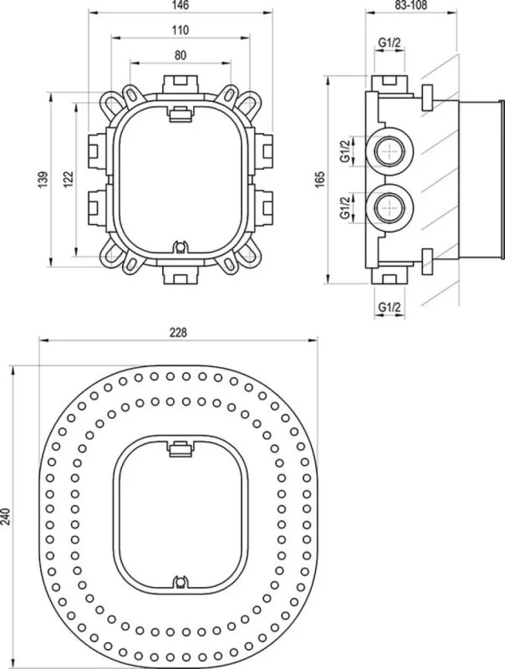 Душевой комплект Ravak Flat FL 090.21BL С ВНУТРЕННЕЙ ЧАСТЬЮ, матовый черный